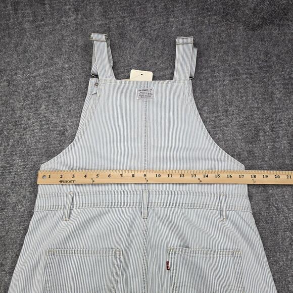 Levis Overall Dress Womens Medium Blue White Stripe Cotton Button Front Workwear - Picture 4 of 16